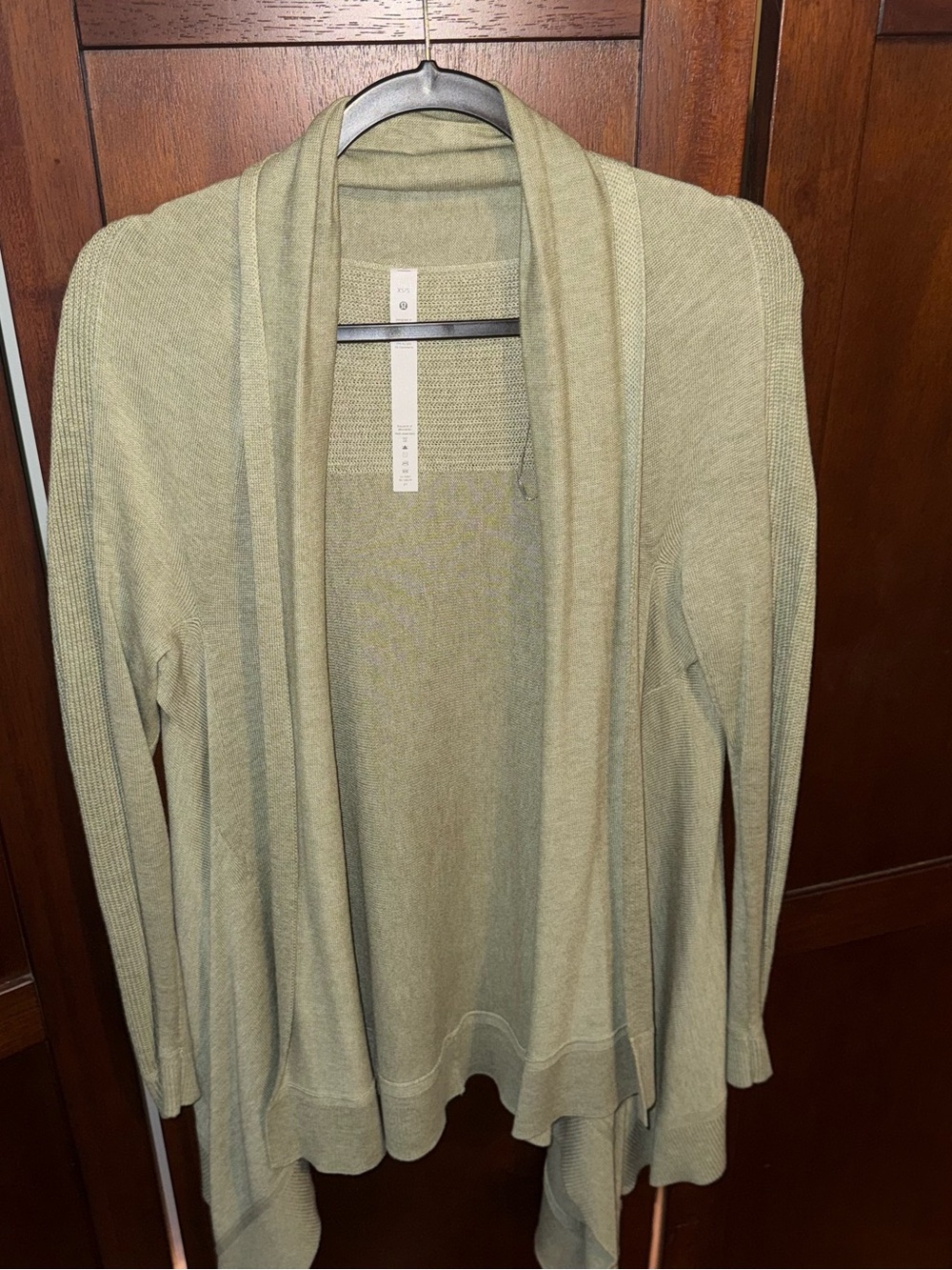 Lululemon Sage Green Cashmere Blend Open Front Drape Cardigan XS/S Soft Luxury